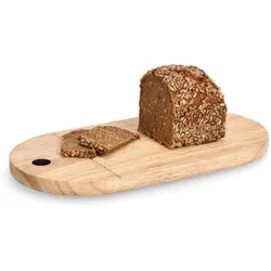 Schneidebrett ZELLER PRESENT "Schneidebrett "Stripes", Gummibaum", beige (natur), B:20cm H:2cm L:38cm, Holzwerkstoff, Schneidebretter, Schneidebrett und Dekotablett in einem