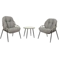 MCW Poly-Rattan Garnitur MCW-N33, Balkon-Set Gartengarnitur Sitzgruppe Stuhl Beistelltisch