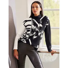 Heine Rollkragenpullover gemustert Schwarz / Ecru 46