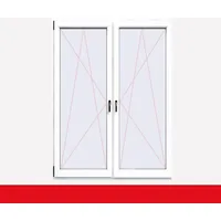 2-flüglige Balkontür Kunststoff Pfosten Weiß FX beidseitig