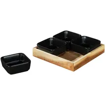 Wenko Dip-Schalen mit Tablett Mod. Elo, 5tlg , Tablett aus Akazienholz