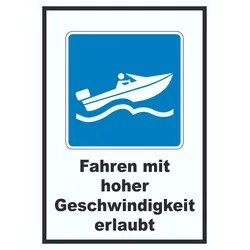 Fahren mit hoher Geschwindigkeit erlaubt Symbol Text A0 (841x1189mm)