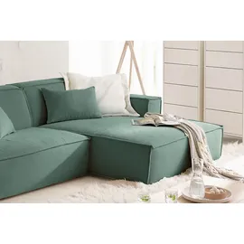 KAWOLA Ecksofa Cord 3-Sitzer Grün