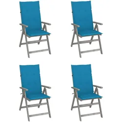 vidaXL 4x Akazienholz Massiv Gartenstuhl Verstellbar mit Auflagen Hochlehner Gartensessel Holzstuhl Gartenstühle Stuhl Stühle Outdoor Gartenmöbel