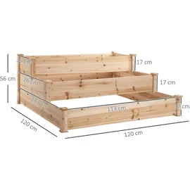 Outsunny Hochbeet 124 x 124 x 56 cm Beige