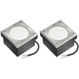 ledscom.de 2x LED Pflasterstein NEOLUM für außen, IP67, eckig, 10 x10cm, inkl. GX53 Leuchtmittel, 56lm, weiß