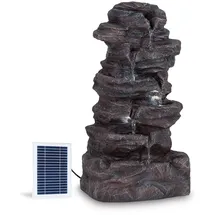 Blumfeldt Stonehenge Solarbrunnen, inkl. Solarpanel, Lithium-ionen-akku (ca. 5h Laufzeit), Led-beleuchtung, Polyresin frostbeständig, für drinnen und draußen Grau