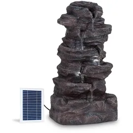 Blumfeldt Stonehenge Solarbrunnen, inkl. Solarpanel, Lithium-ionen-akku (ca. 5h Laufzeit), Led-beleuchtung, Polyresin frostbeständig, für drinnen und draußen Grau