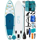 CFB SUP-Board Set 320x84x15 cm extra breit, 160 kg Traglast, aufblasbares Stand Up Paddle Board, (Komplett-Set, mit Paddel, Pumpe, Rucksack, 5L Dry Bag und Schultergurt), für Anfänger und Erwachsene weiß