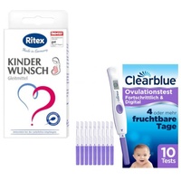 verschiedene Marken RITEX Kinderwunsch Gleitgel + CLEARBLUE Ovulationstest Set