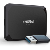 Crucial X9 4TB Portable SSD Festplatte mit USB-A Adapter, bis zu 1050MB/s, kompatibel mit PC, Mac und Spielekonsolen, Externe SSD, USB-C 3.2 - CT4000X9SSD902