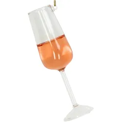 Christbaumschmuck Glas 12cm Weinglas Figur Weihnachtsbaum Anhänger Weihnachten Christbaumanhänger Weihnachtsbaumschmuck Apricot klar