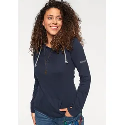 Kapuzenshirt, Langarm mit Daumenlöchern, figurbetonter Schnitt, aus Jerseystoff, Gr. 46, marine, , 315006-46