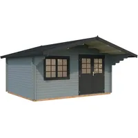 Palmako Gartenhaus Sally 15,5 m2 - 44 mm hellgrau/anthrazit
