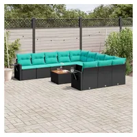 vidaXL Gartensofa-Set 12-tlg. schwarz/blau