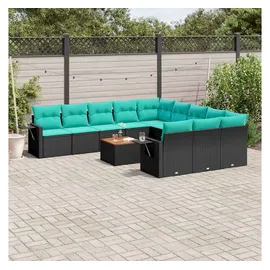 vidaXL Gartensofa-Set 12-tlg. schwarz/blau