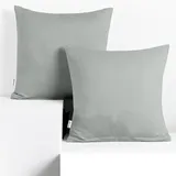 DecoKing 2 Kissenbezüge 80x80 cm Jersey 100% gekämmte Baumwolle Reißverschluss Stahl Amber