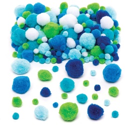 Großpackung Pompons in Meeresfarben (pro Set 200) Bastelbedarf Verzierung & Dekorationen