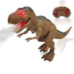 PENGBU RC Spielfigur Ferngesteuerter Dinosaurier Spielzeug ab 4 5 6 8 jahre jungen mit LED, (Set, Komplettset), Dino Roboter Kinder Spielzeug mit Gehen und roar braun
