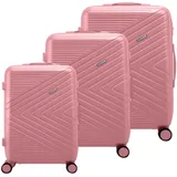 Avizar 3er Hartschalenkoffer Chevron mit TSA-Schloss, Koffer, Rosa