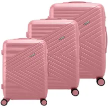 Avizar 3er Hartschalenkoffer Chevron mit TSA-Schloss, Koffer, Rosa