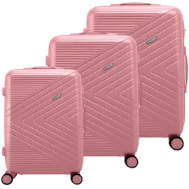 Avizar 3er Hartschalenkoffer Chevron mit TSA-Schloss, Koffer, Rosa