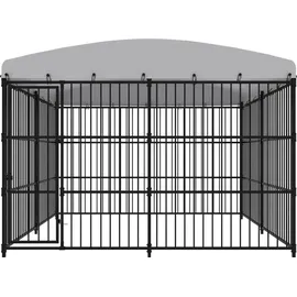 vidaXL Outdoor-Hundezwinger mit Überdachung 300 x 300 x 210 cm Stahl Schwarz