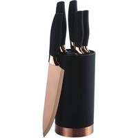 King Messer-Set QUISIN (Set, 6-tlg), 5 Küchenmesser, 1 Messerblock, mit Titan beschichtete Messerklingen schwarz