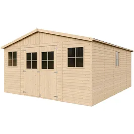 TIMBELA Gartenhaus 4,93 x 4,93 m Beige