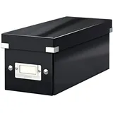 Leitz Click & Store WOW schmale Aufbewahrungsbox mit Decke, Box zur CD Aufbewahrung, als Geschenkbox oder für Zubehör im Haushalt und Büro, 84% recycelte Premium-Hartpappe, Schwarz, 60410095