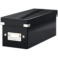 Leitz Click & Store WOW schmale Aufbewahrungsbox mit Decke, Box zur CD Aufbewahrung, als Geschenkbox oder für Zubehör im Haushalt und Büro, 84% recycelte Premium-Hartpappe, Schwarz, 60410095