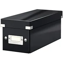 Leitz Click & Store WOW schmale Aufbewahrungsbox mit Decke, Box zur CD Aufbewahrung, als Geschenkbox oder für Zubehör im Haushalt und Büro, 84% recycelte Premium-Hartpappe, Schwarz, 60410095