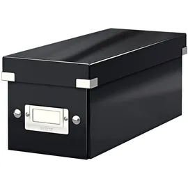 Leitz Click & Store WOW schmale Aufbewahrungsbox mit Decke, Box zur CD Aufbewahrung, als Geschenkbox oder für Zubehör im Haushalt und Büro, 84% recycelte Premium-Hartpappe, Schwarz, 60410095