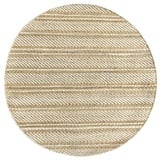 HAMID - Woll- und Jute-Teppich Runden Olivia, Handgewebter Woll-Jute-Teppich für Wohnzimmer, Schlafzimmer, Natürliches Weiß, (100 x 100 cm)