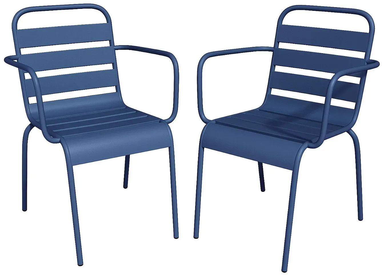 Gartensessel stapelbar 2er-Set - Metall - Dunkelblau - MIRMANDE von MYLIA