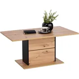 Hom ́in Hom`in Couchtisch Schwarz, Eiche Artisan, rechteckig, 65x50x110 cm,