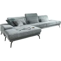 Ecksofa DIE PLANBAR "MP-IN20126 L-Form" Sofas Gr. B/H/T: 328cm x 82cm x 190cm, Material Bezug, Ottomane links, Kopfteilverstellung-Sitztiefenverstellung, blau (ocean) mit Kopfteilverstellung, optional Sitztiefen- & Armteilverstellung