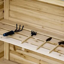 Outsunny Gartenschrank Holz Geräteschrank Schrank mit 2 Einlegeböden Natur 83 x 40 x 92 cm