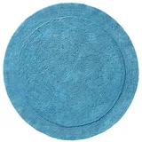 Erwin Müller Badematte, Badteppich Uni Serie Stuttgart blau Größe rund: 90 cm Ø - extra dick, hohe Saugfähigkeit, 100% Baumwolle