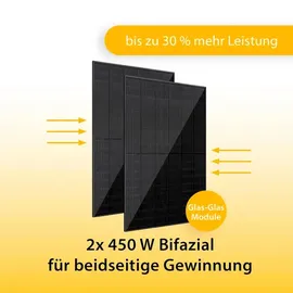 Vale Balkonkraftwerk Bifazial 900 W inkl. Growatt Neo 800M-X Wechselrichter + 2 x 450 W Solarpanels