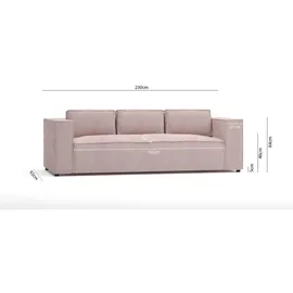 s-style möbel Modernes Sofa 3 Sitzer Porto Aus Puderrosa Cord