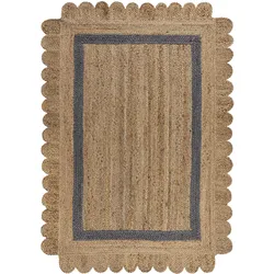 Teppich FLAIR RUGS "Grace", beige (natur, grau), B:200cm H:7mm L:290cm, Jute, Teppiche, aus 100% Jute, fußbodenheizungsgeeignet, mit Bordüre