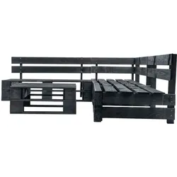 vidaXL 4-tlg. Garten-Paletten-Sofagarnitur Holz Schwarz