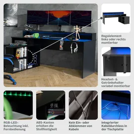 Forte Tezaur Gaming Desk mit RGB-Beleuchtung