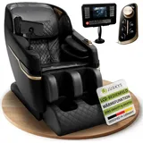 Juskys Massagesessel Naxos mit LCD-Bedienung, Bluetooth, USB & Heizung – Schwarz