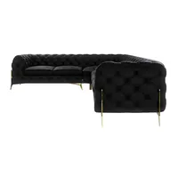 S-Style Chesterfield Ecksofa Natalie ¦ schwarz ¦ Maße (cm): B: 323 H: 75