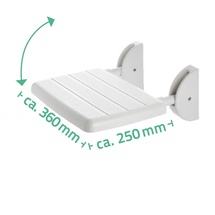 RIDDER Duschklappsitz Max weiß Sitzfläche 36 x 25 cm Belastbar bis maximal 125 kg