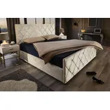 Riess-Ambiente Boxbett ELYSIUM 180x200cm champagner beige Samt mit Stauraum