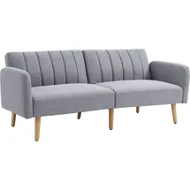 Homcom Schlafsofa, 2-Sitzer Sofa mit Schlaffunktion, Verstellbare Rückenlehne, Dick Gepolsterte Couch, Armlehne, Schlafcouch mit Holzbeine für Wohnzimmer, Gästezimmer, 173 x 75 x 73 cm, Grau Aosom
