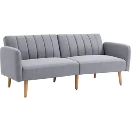 Homcom Schlafsofa, 2-Sitzer Sofa mit Schlaffunktion, Verstellbare Rückenlehne, Dick Gepolsterte Couch, Armlehne, Schlafcouch mit Holzbeine für Wohnzimmer, Gästezimmer, 173 x 75 x 73 cm, Grau Aosom